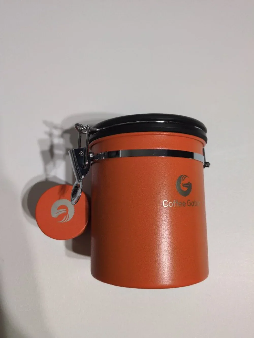 Coffee Gator Orange Canister Set 16 oz Sealed Stainless Steel Coffee Jar Scooper